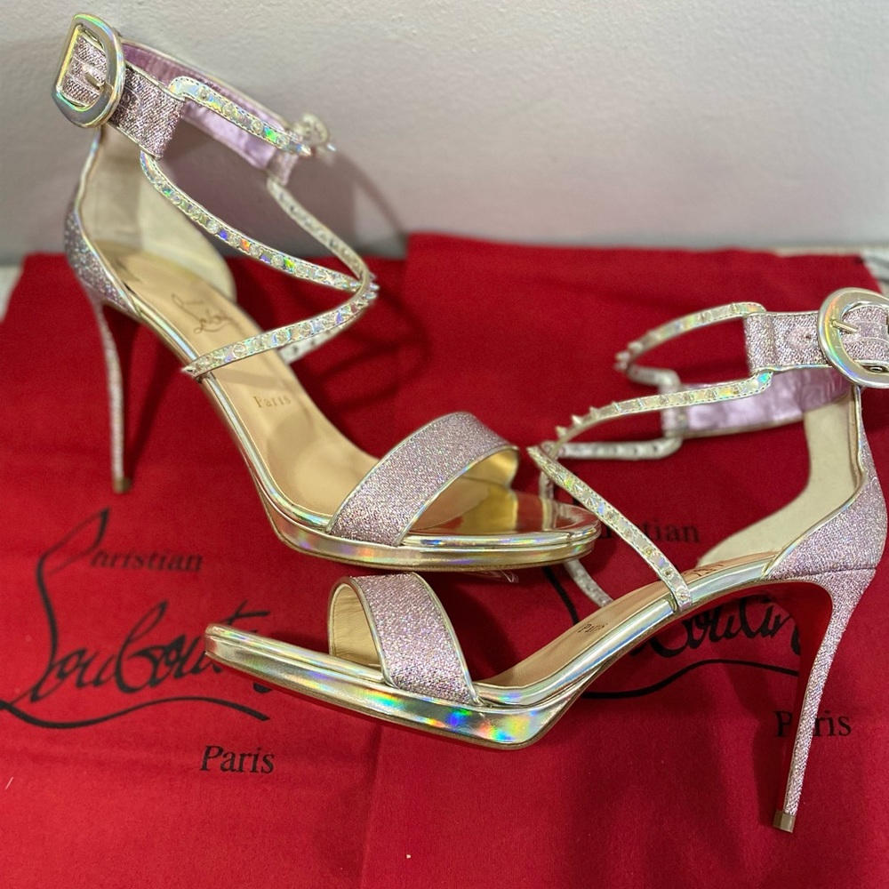 Christian Louboutin Choca Lux 100 Lurex AB/Specchio Las EU 41.5